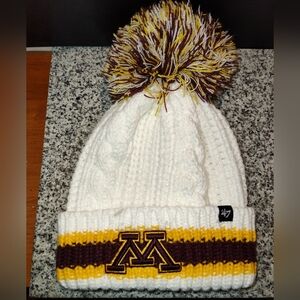 White and Yellow Kids Pom-Pom Beanie
